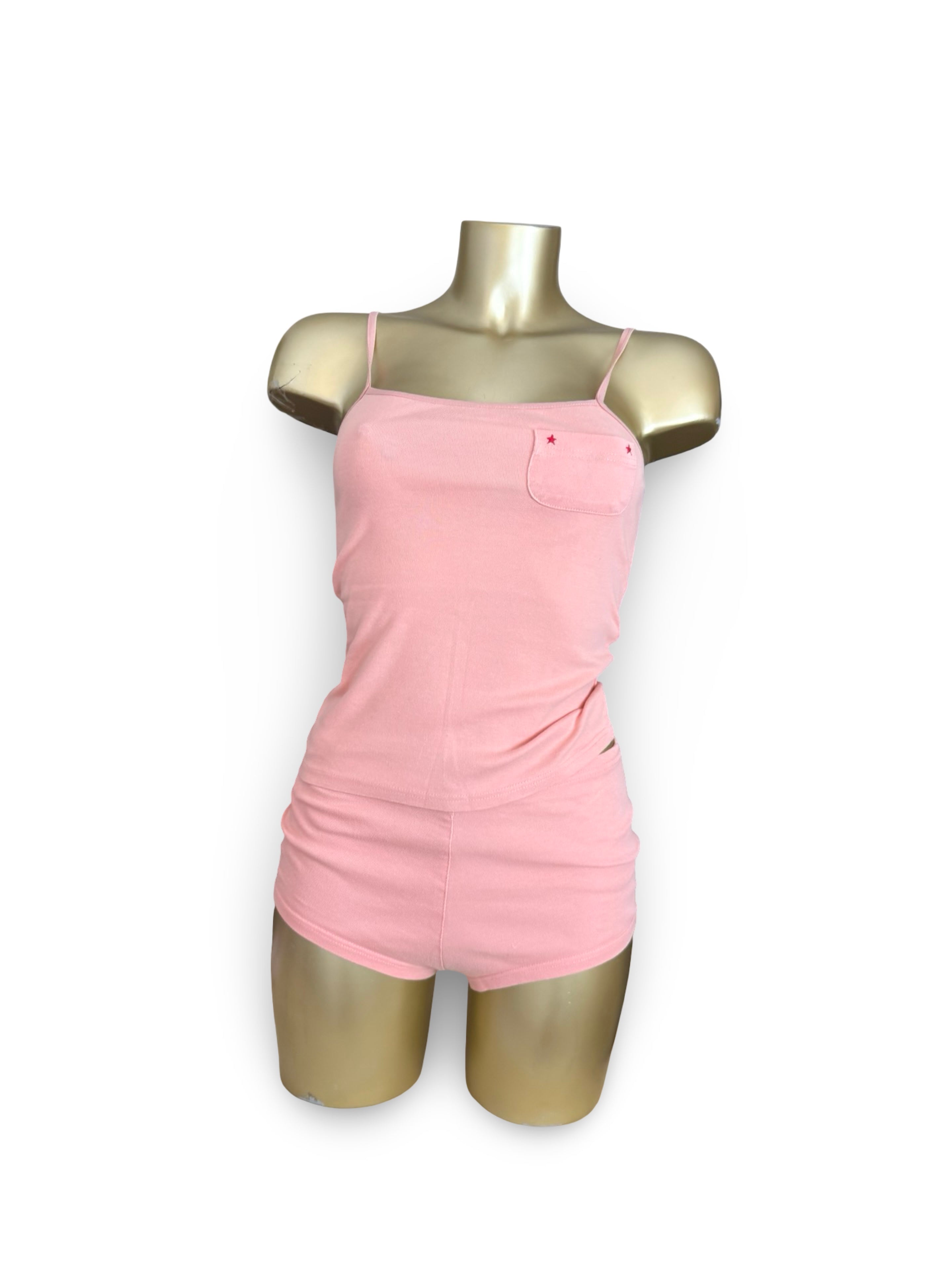Pink tight fit mini short + top set (XS)