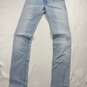 Blue denim low rise straight legs pants (XS)