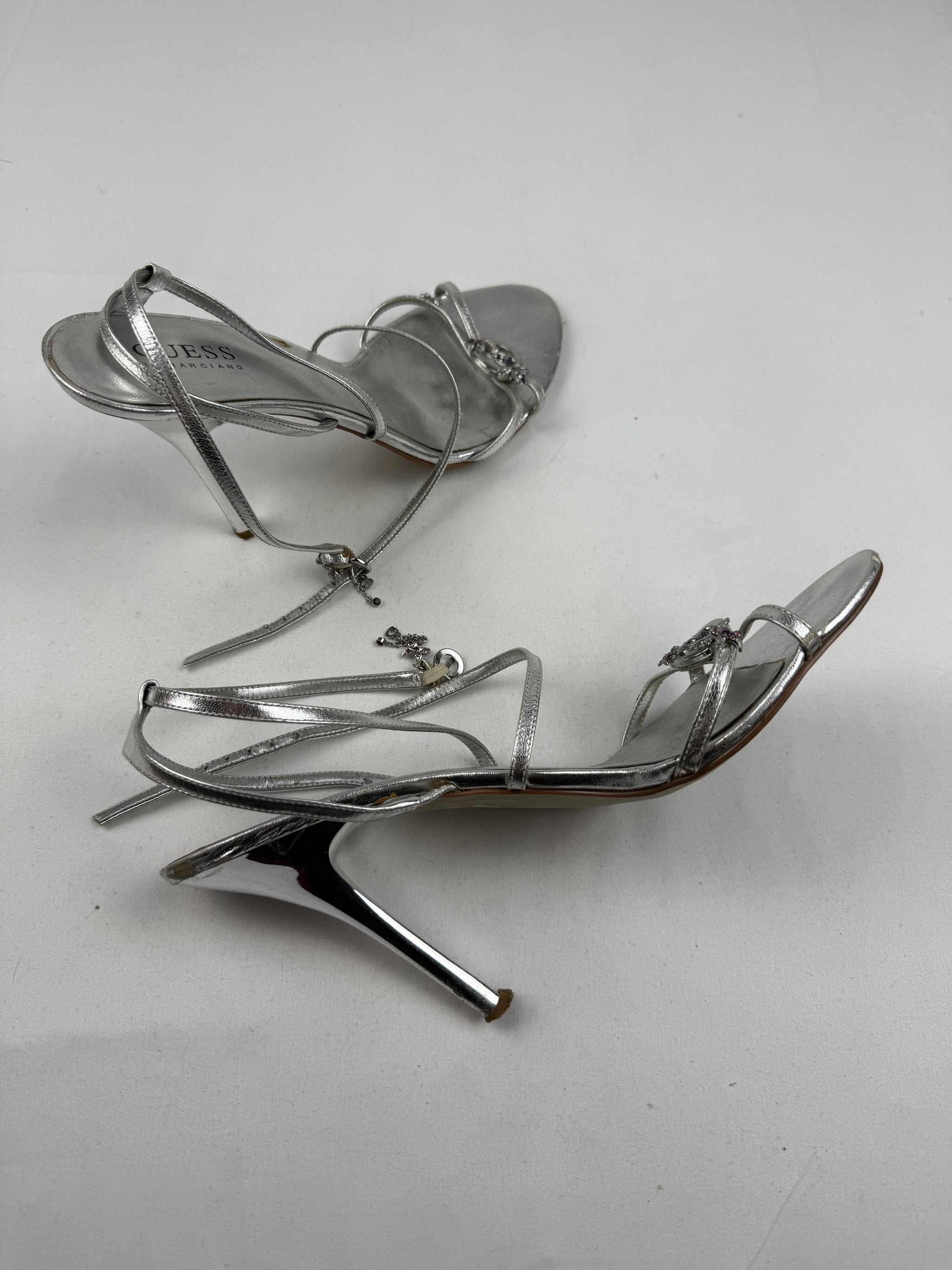 Silver butterfly charms heels (39)