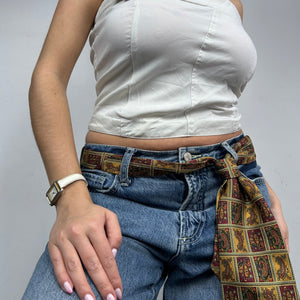 100% silk graphic gold tie