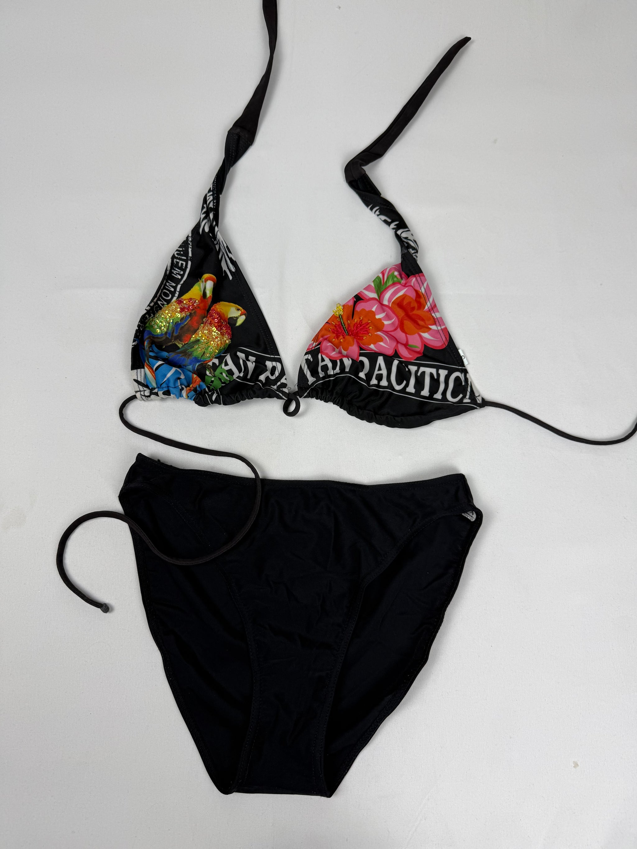 Black graphic bikini set (M)