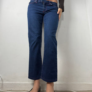 Blue denim low rise capri pants (S)