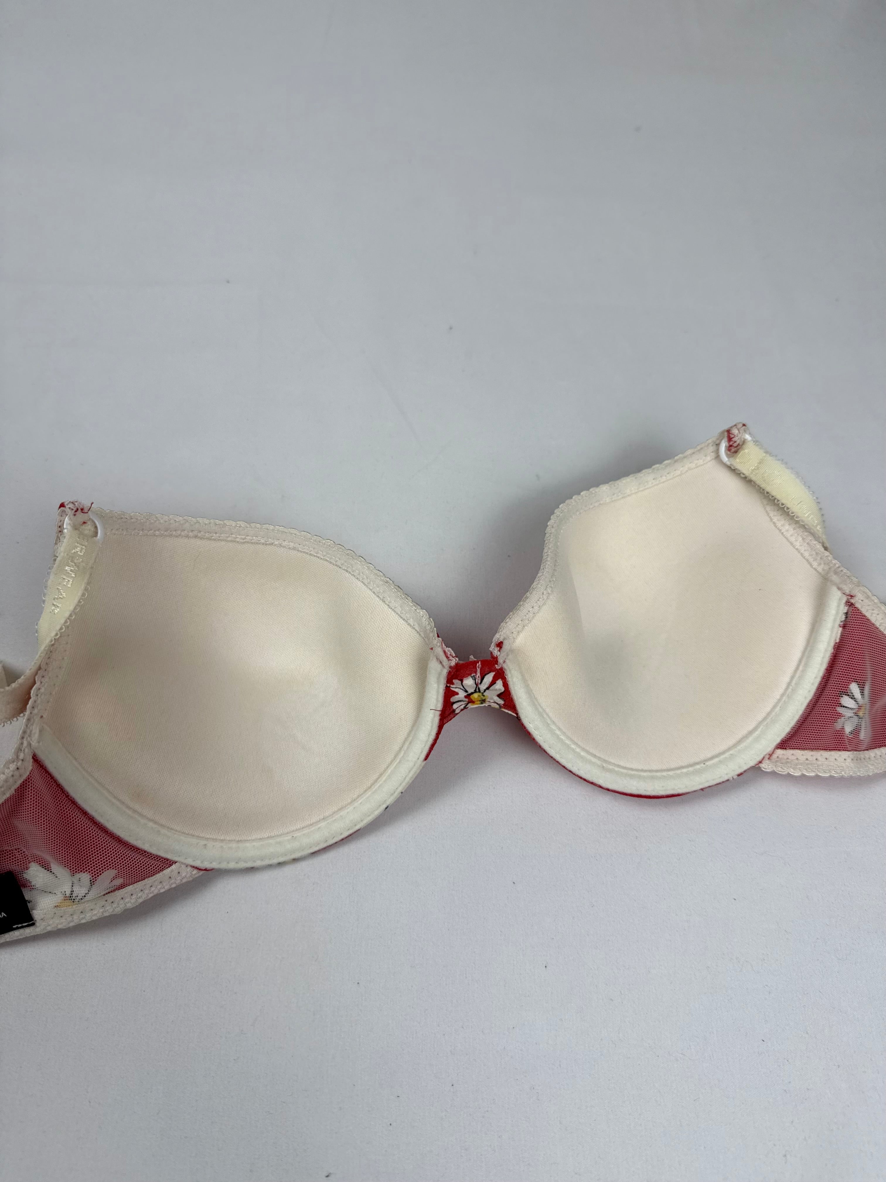 Red floral bra