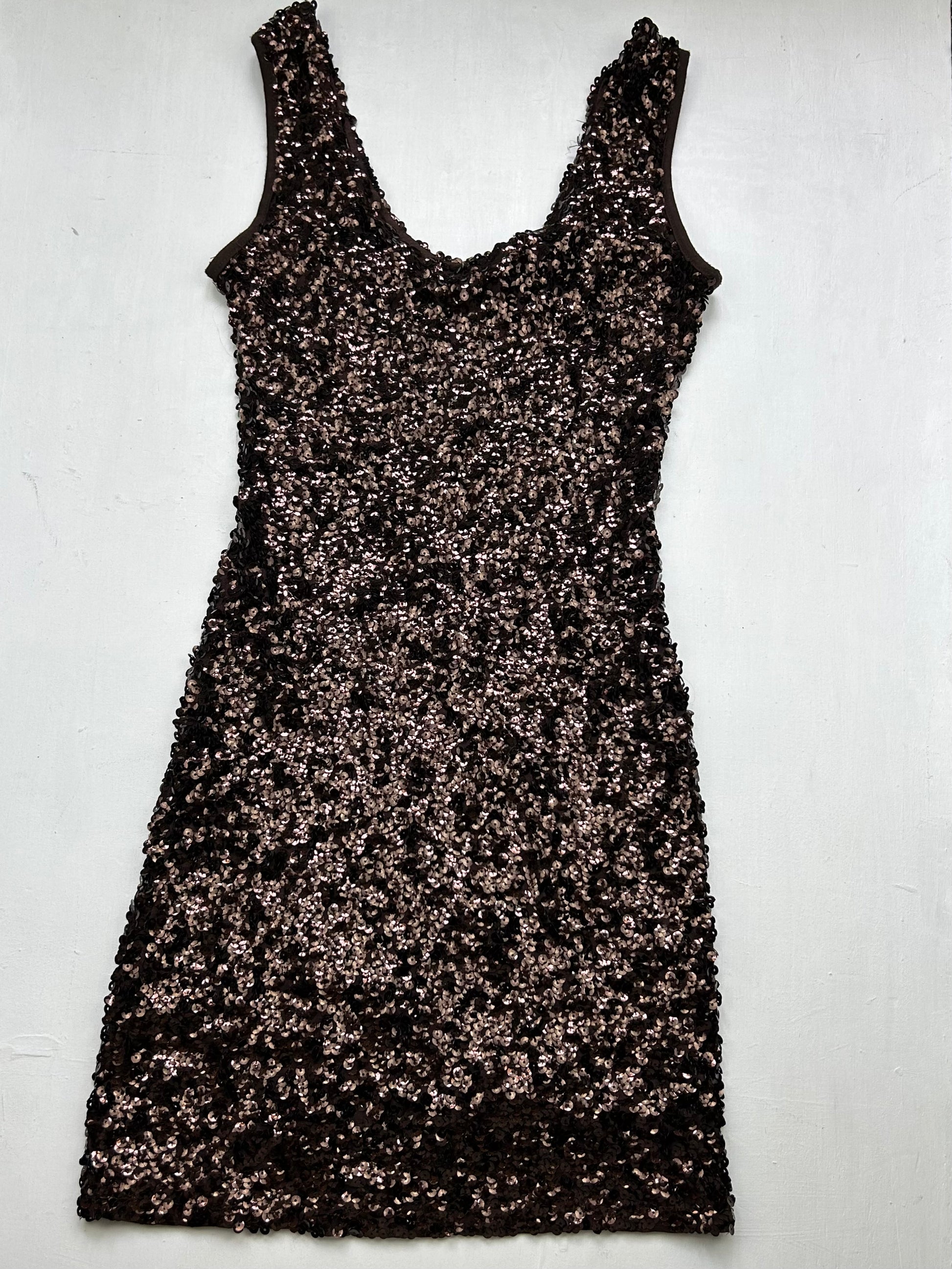 Brown sequin night out mini dress (S)