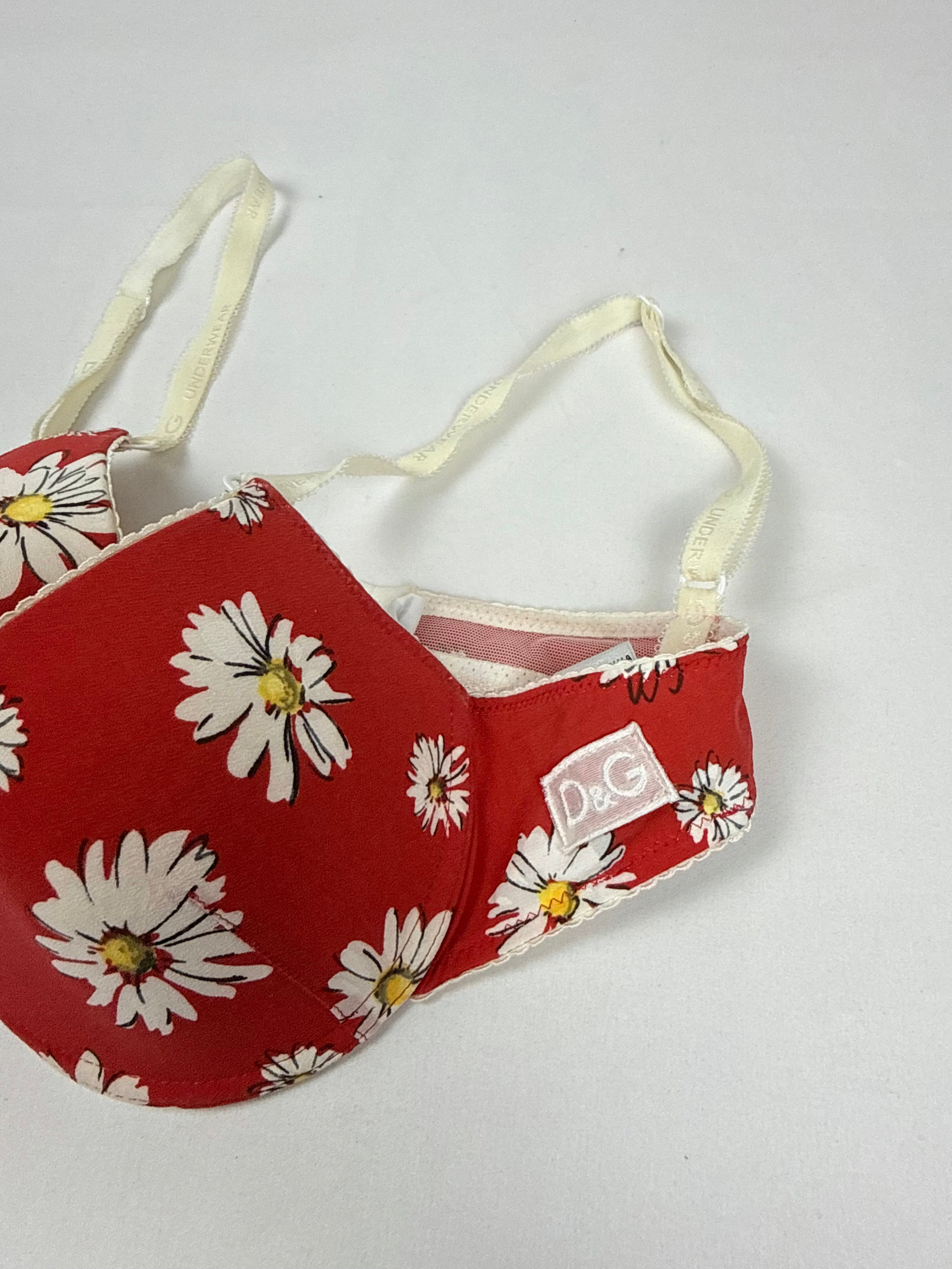 Red floral bra