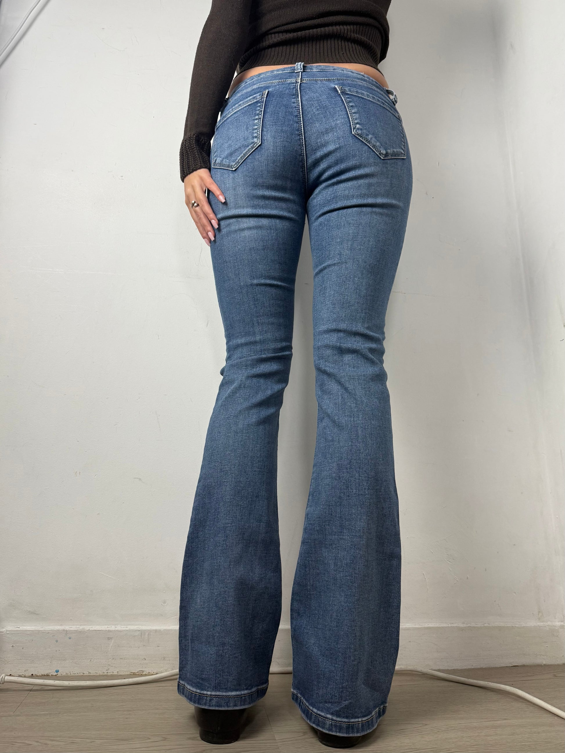 Blue denim  low waist flare / bootcut pants (S)