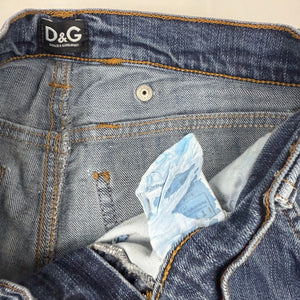 Blue denim low rise capri pants (XS)