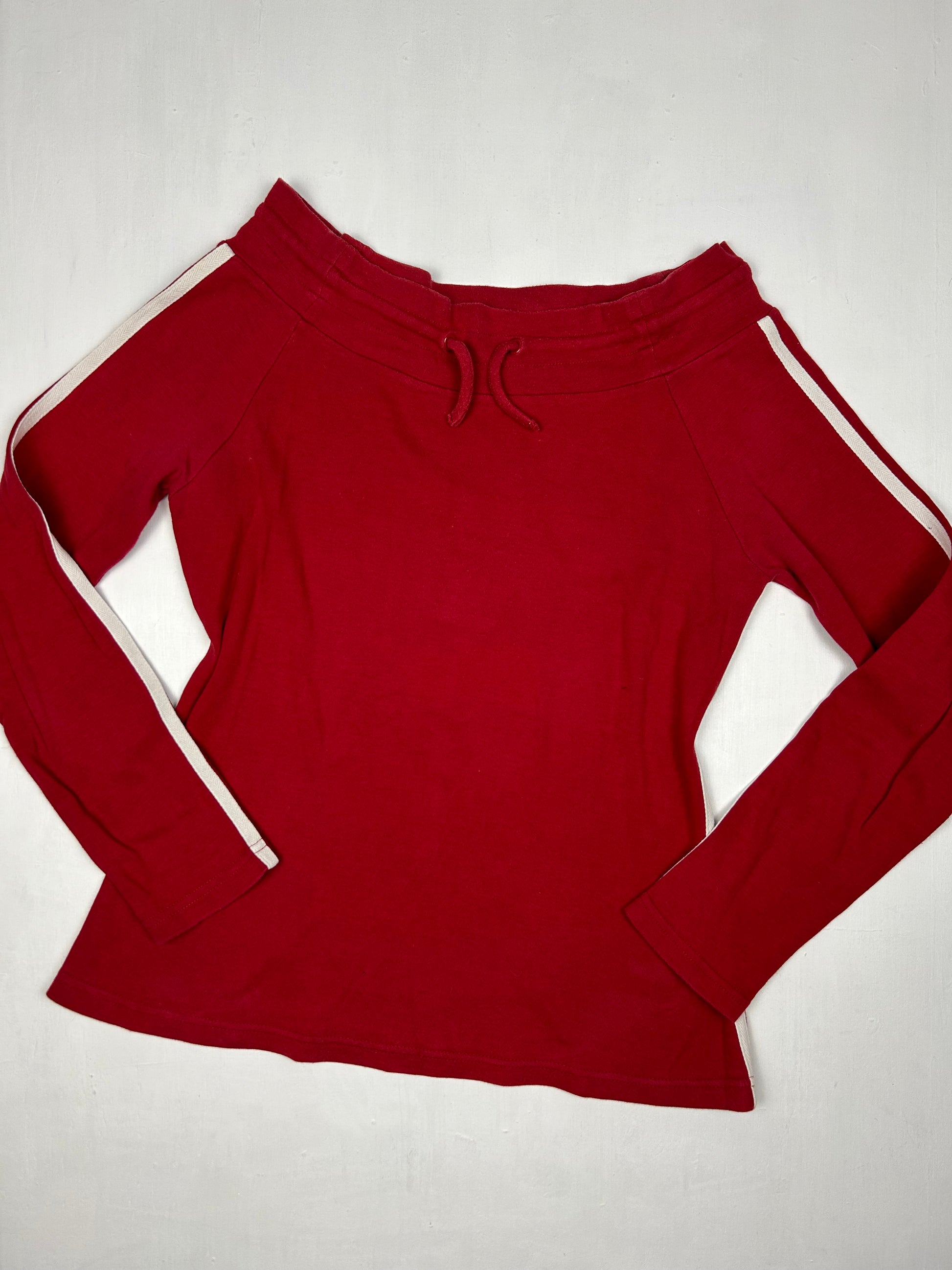 Red cotton bardot long sleeves top (S/M)