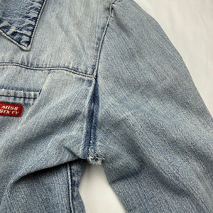 Blue denim tight fit zip up biker jacket (M)