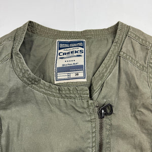 Khaki 100% cotton zip up biker jacket (S/M)