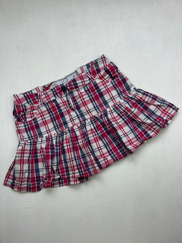 Check print low rise pleated mini skirt (S)