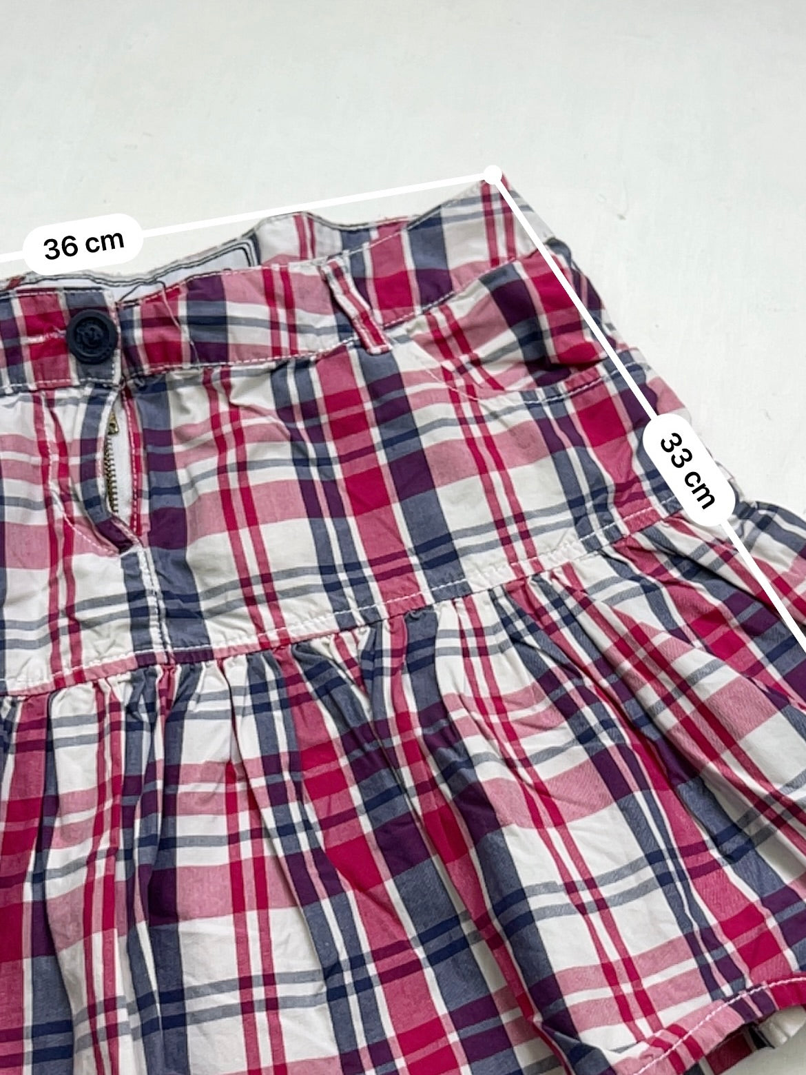 Check print low rise pleated mini skirt (S)