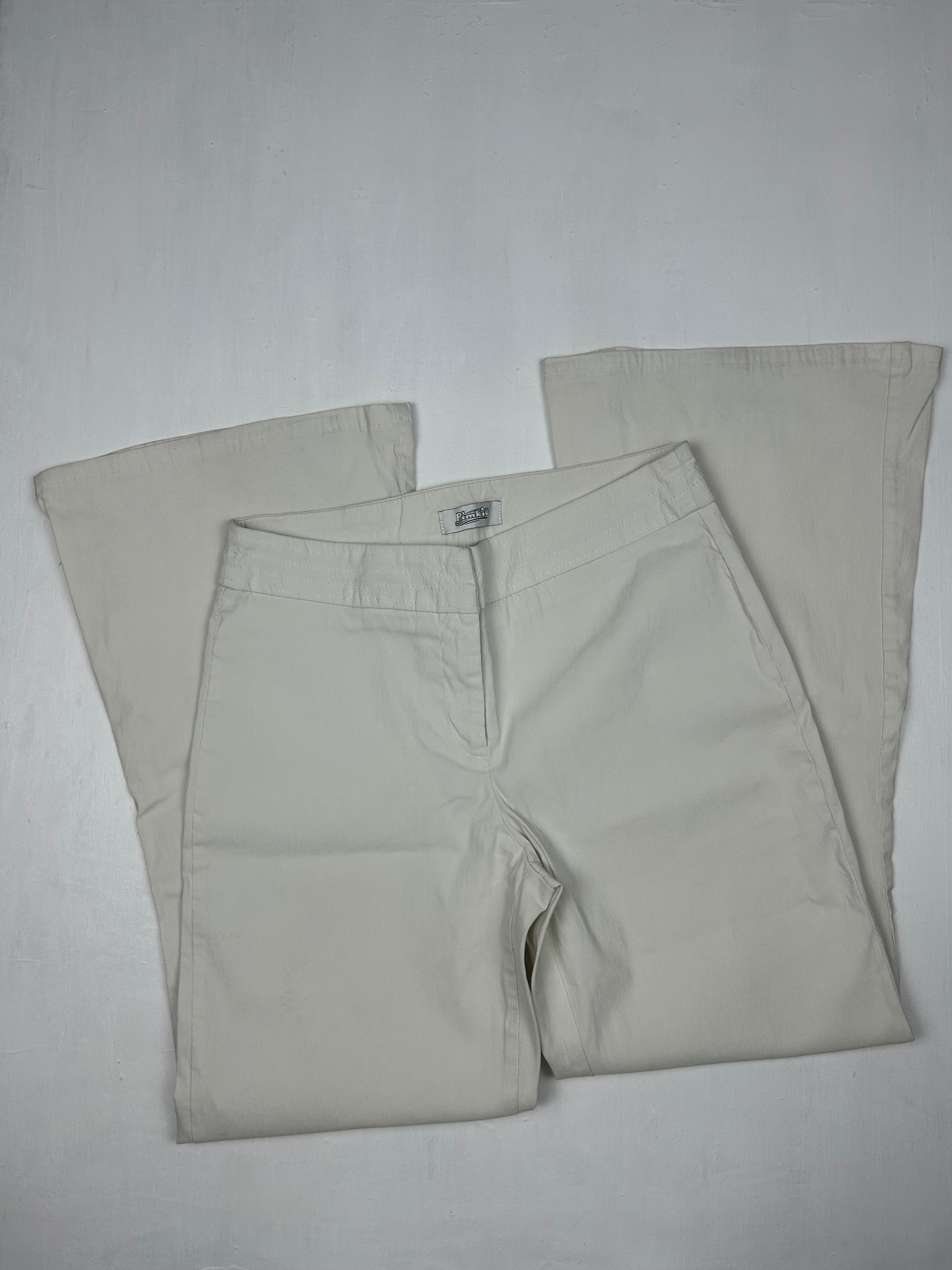 White office mid waist flare bootcut pants (S)