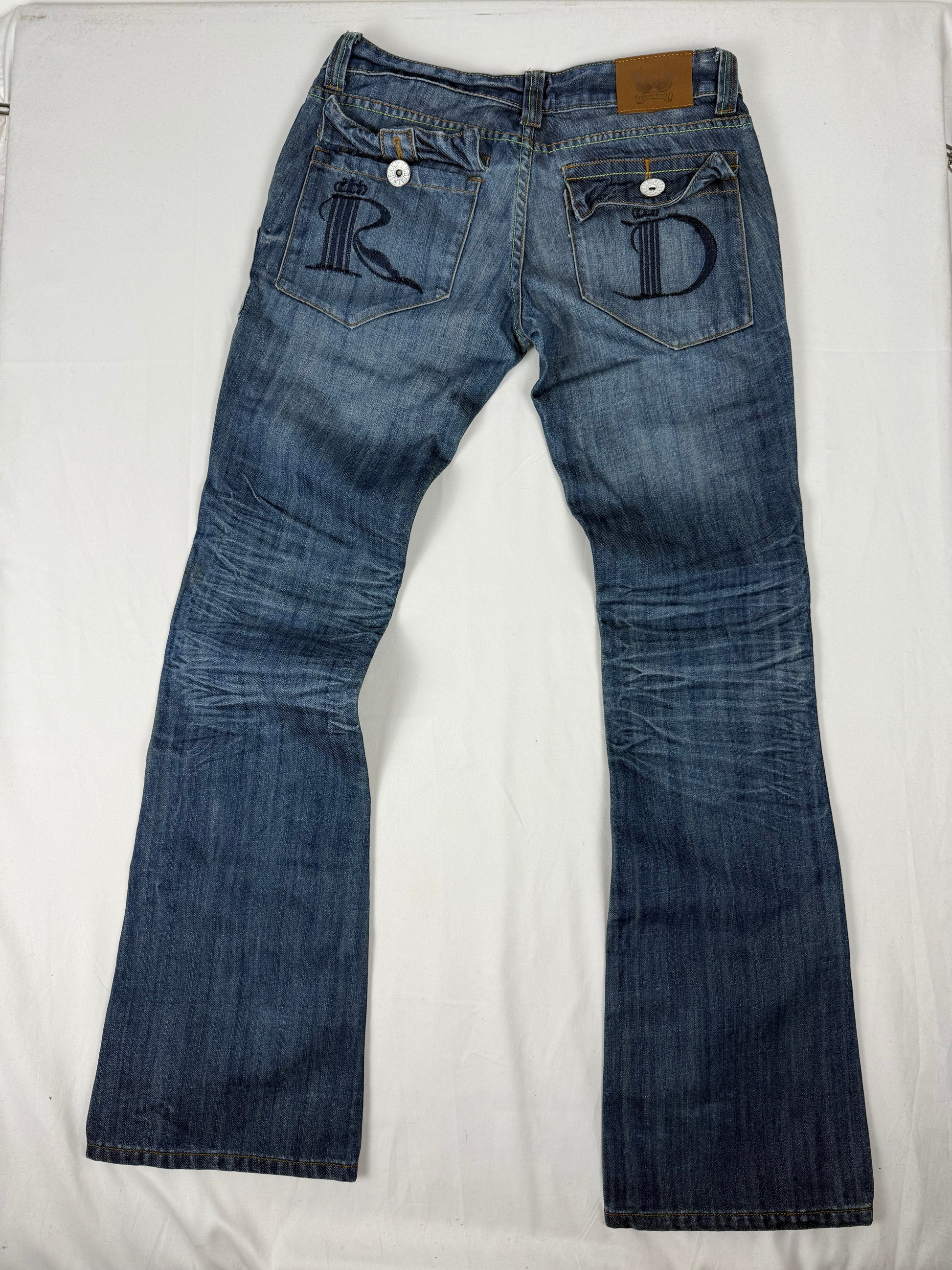 Blue denim low rise bootcut pants (S/M)