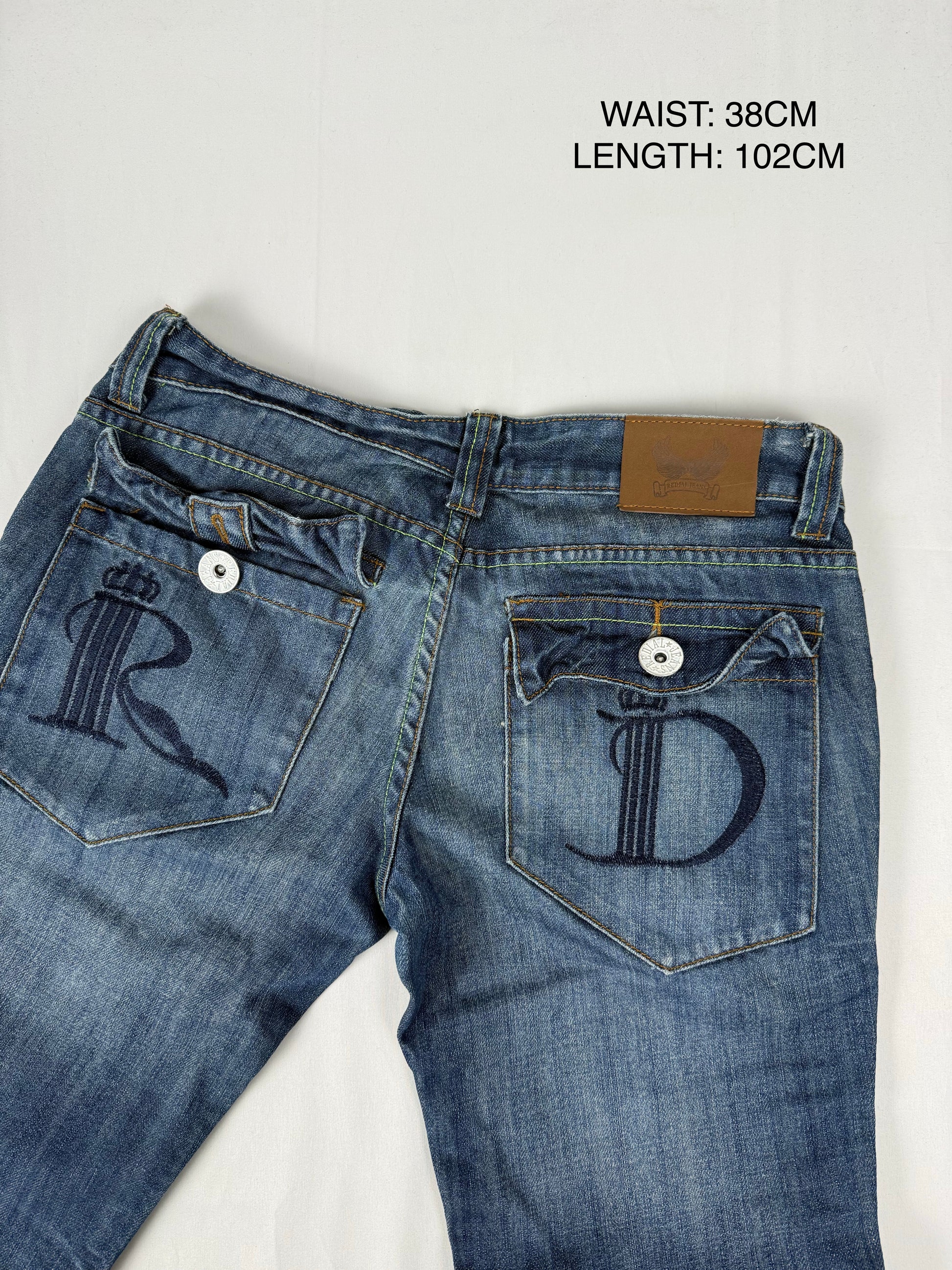 Blue denim low rise bootcut pants (S/M)