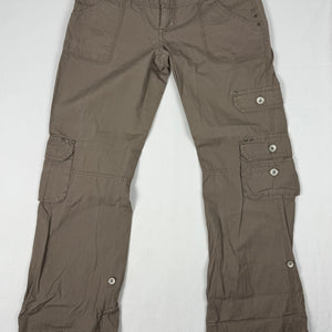 Khaki cotton  low rise cargo baggy pants (XL)