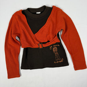 Brown & orange 2 in 1 bolero graphic jumper (XS)