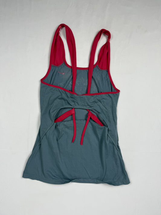 Grey activewear tie up backless top (S/M)