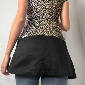 Black cotton low rise pleated mini skirt (S)