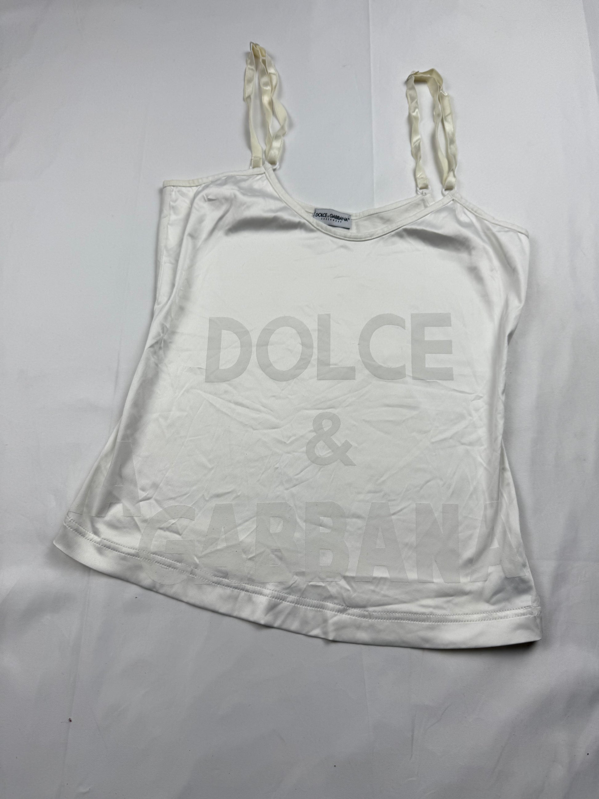 White logo silky tight fit cami top (M)