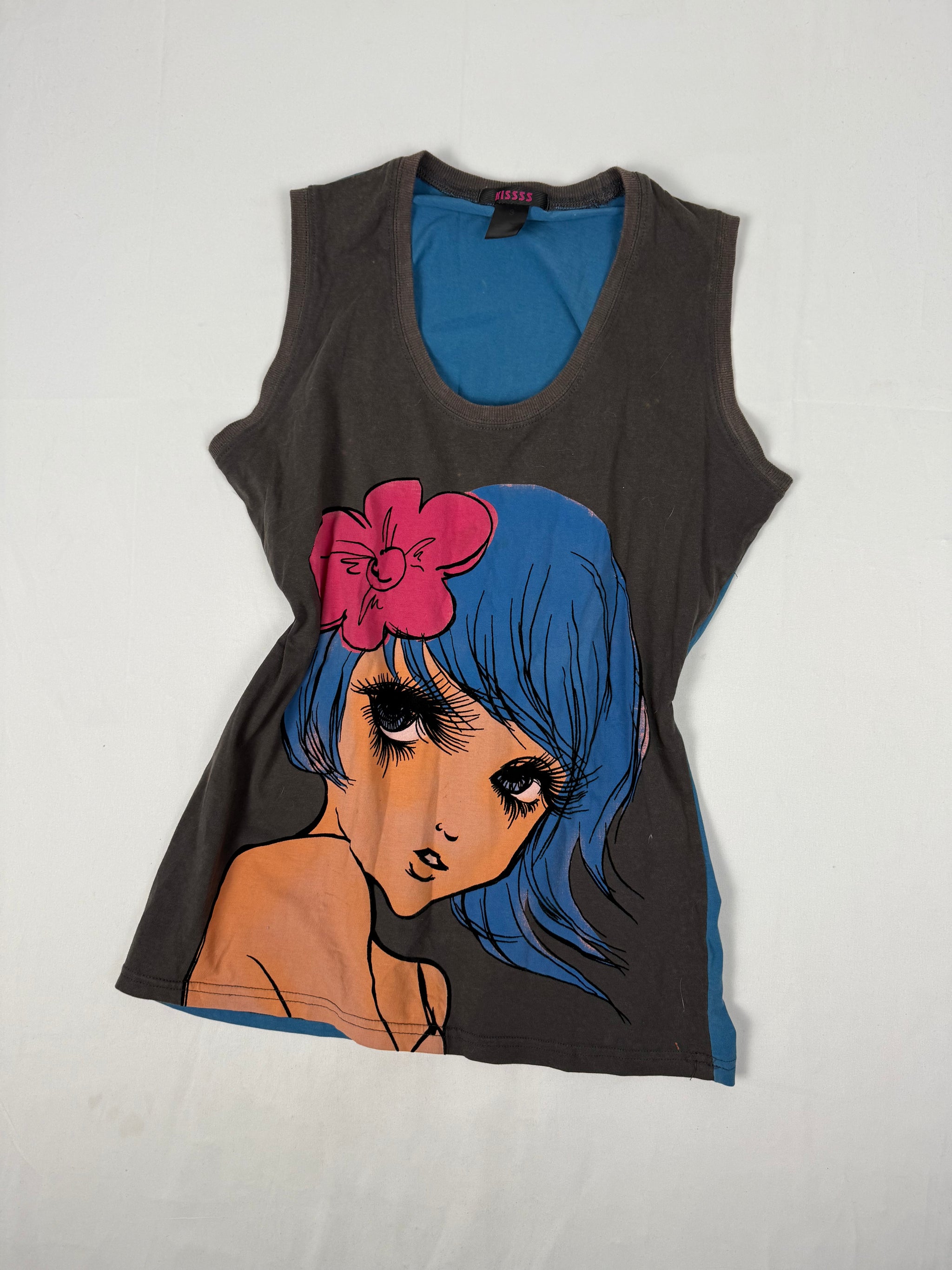 Khaki graphic cotton tank top (XL)