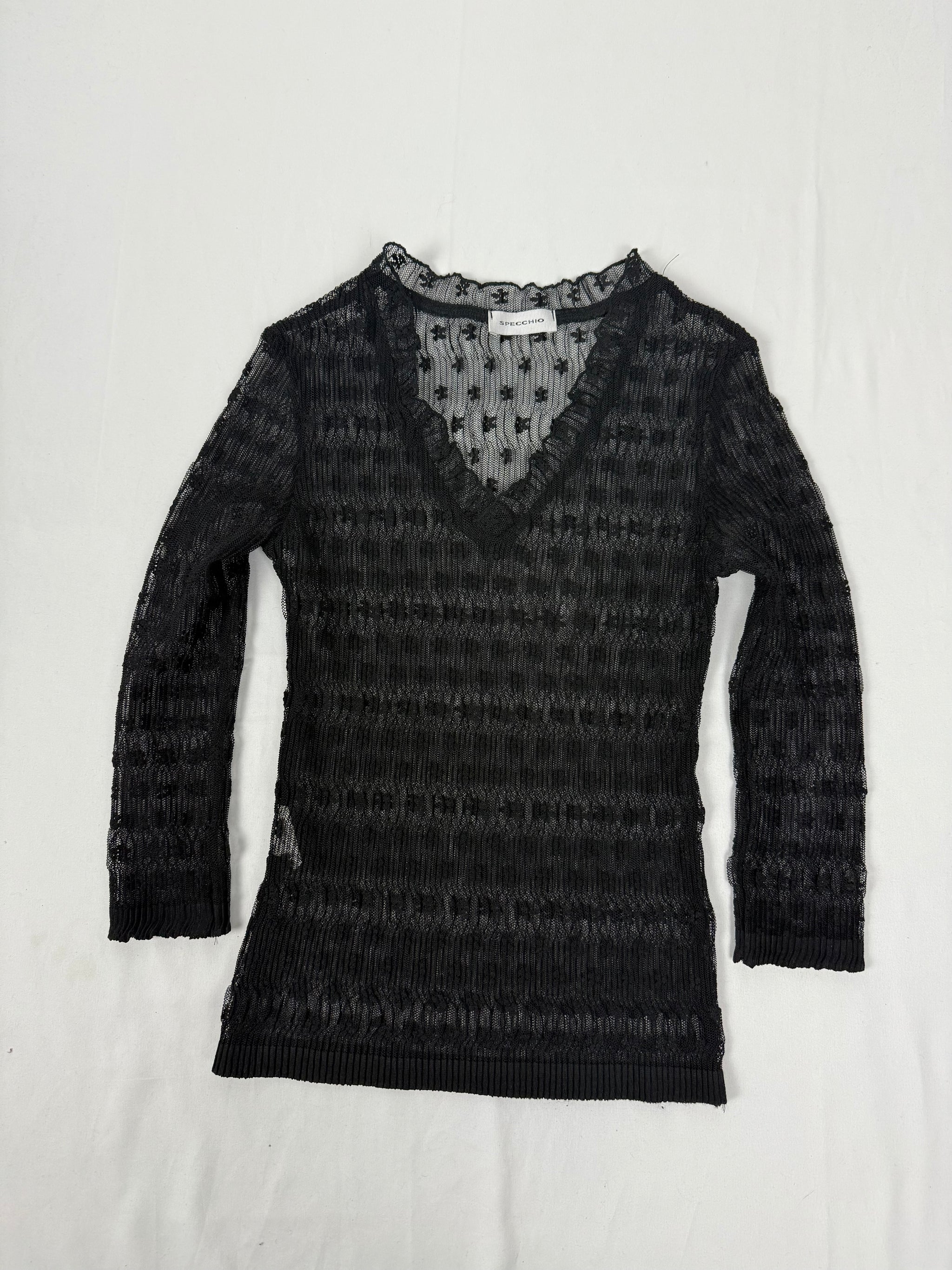Black tight fit mesh long sleeves top (XS/S)