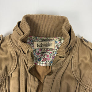 Beige cotton zip up biker jacket (M)