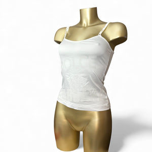 White logo silky tight fit cami top (M)