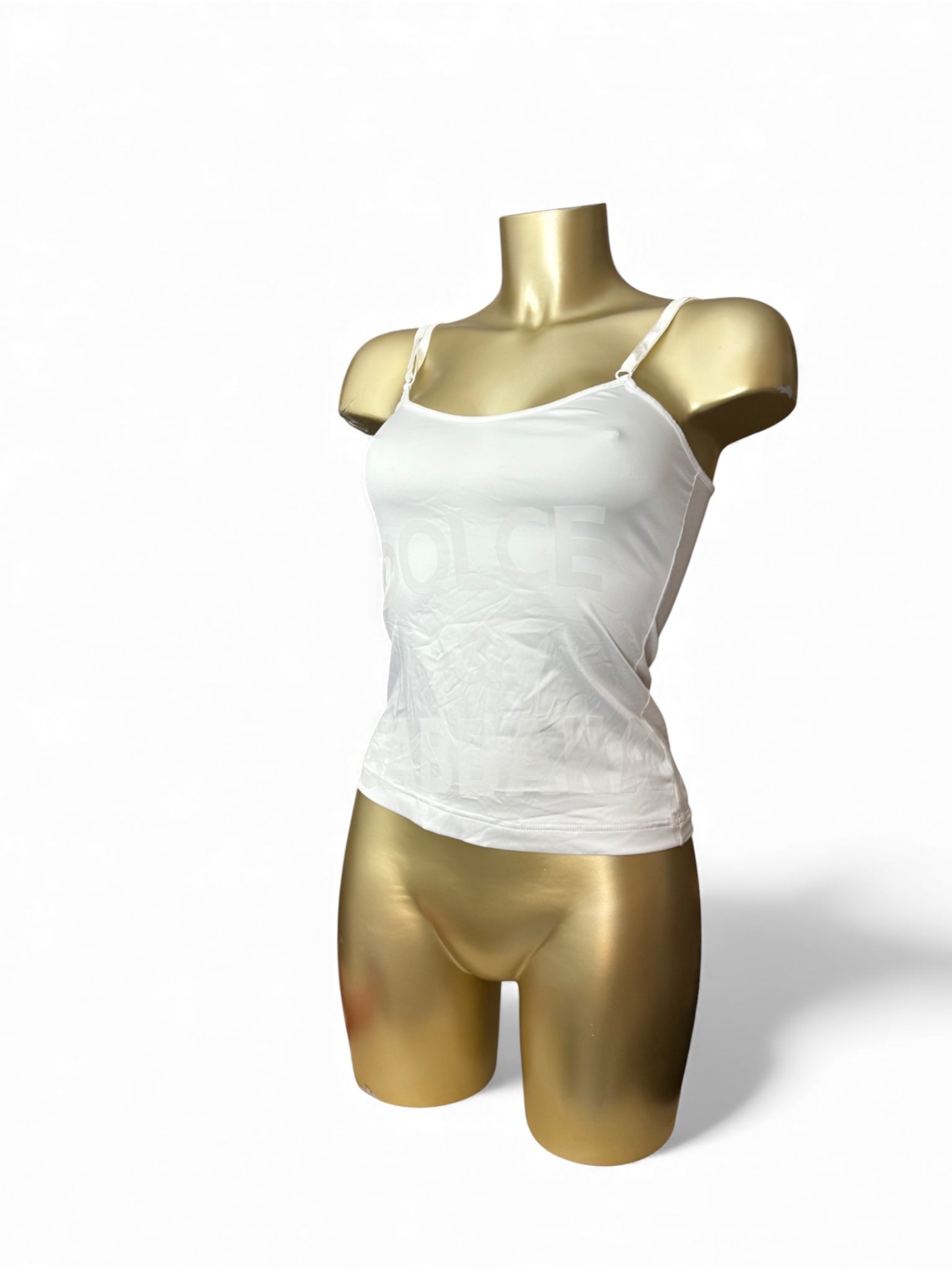 White logo silky tight fit cami top (M)