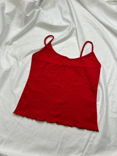 Red lettuce hem cami top (S)