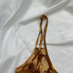 Beige graphic mesh lined cami  top (S/M)