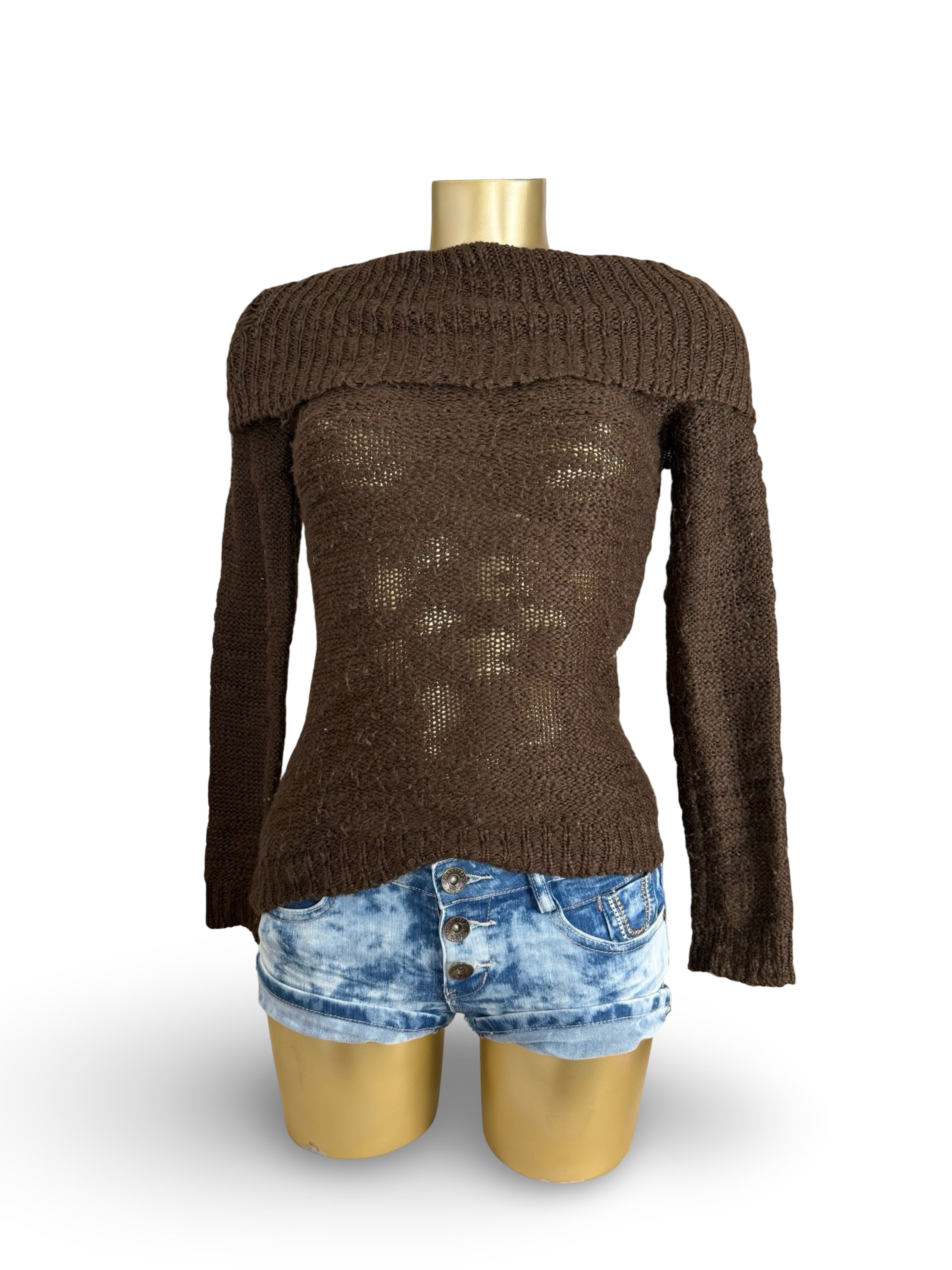 Brown turtleneck tight fit jumper (XS)