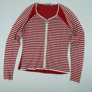 Orange striped zip up jumper (S/M)