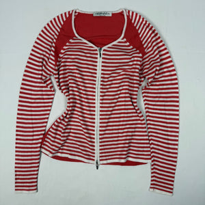 Orange striped zip up jumper (S/M)