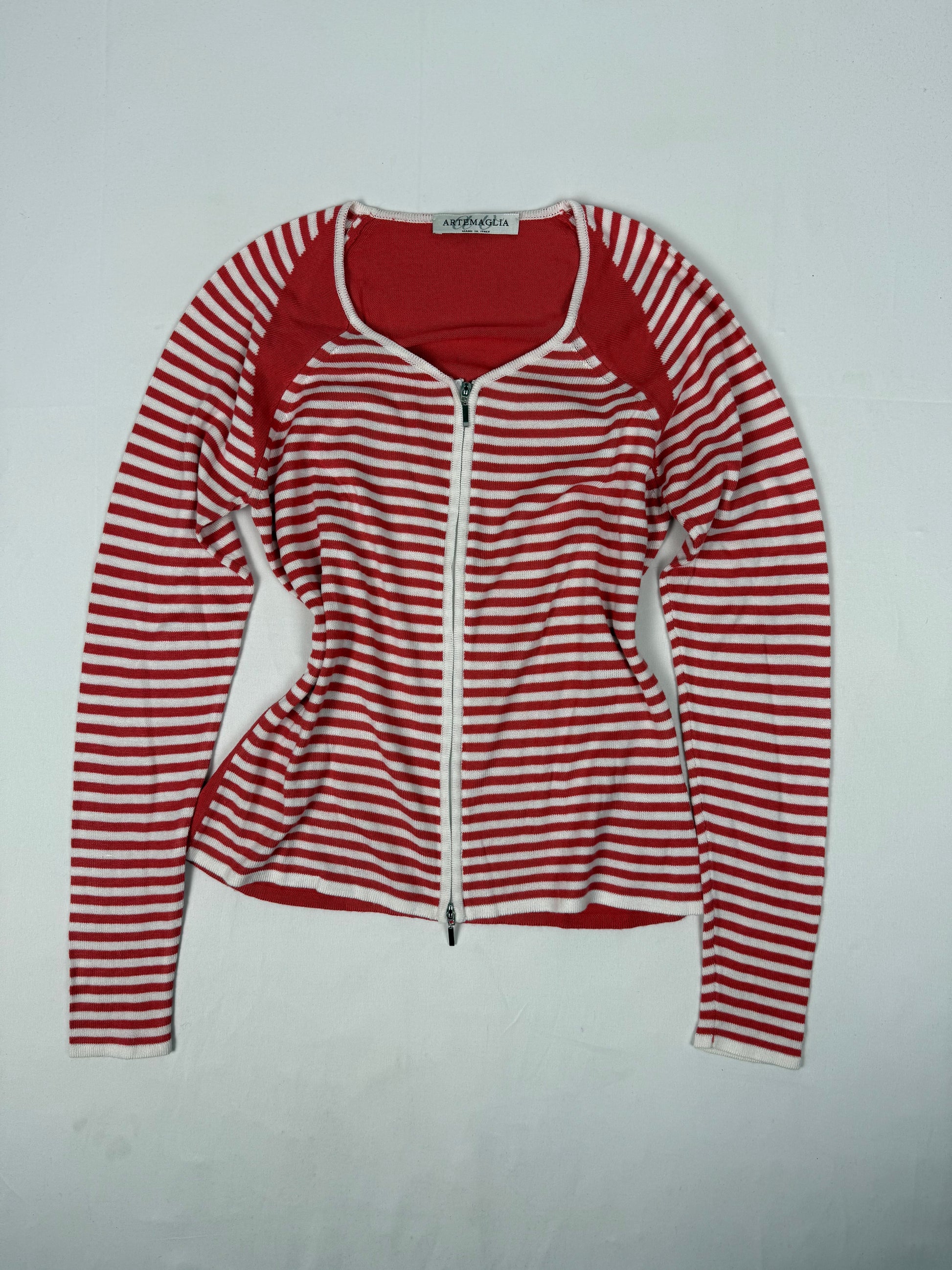 Orange striped zip up jumper (S/M)