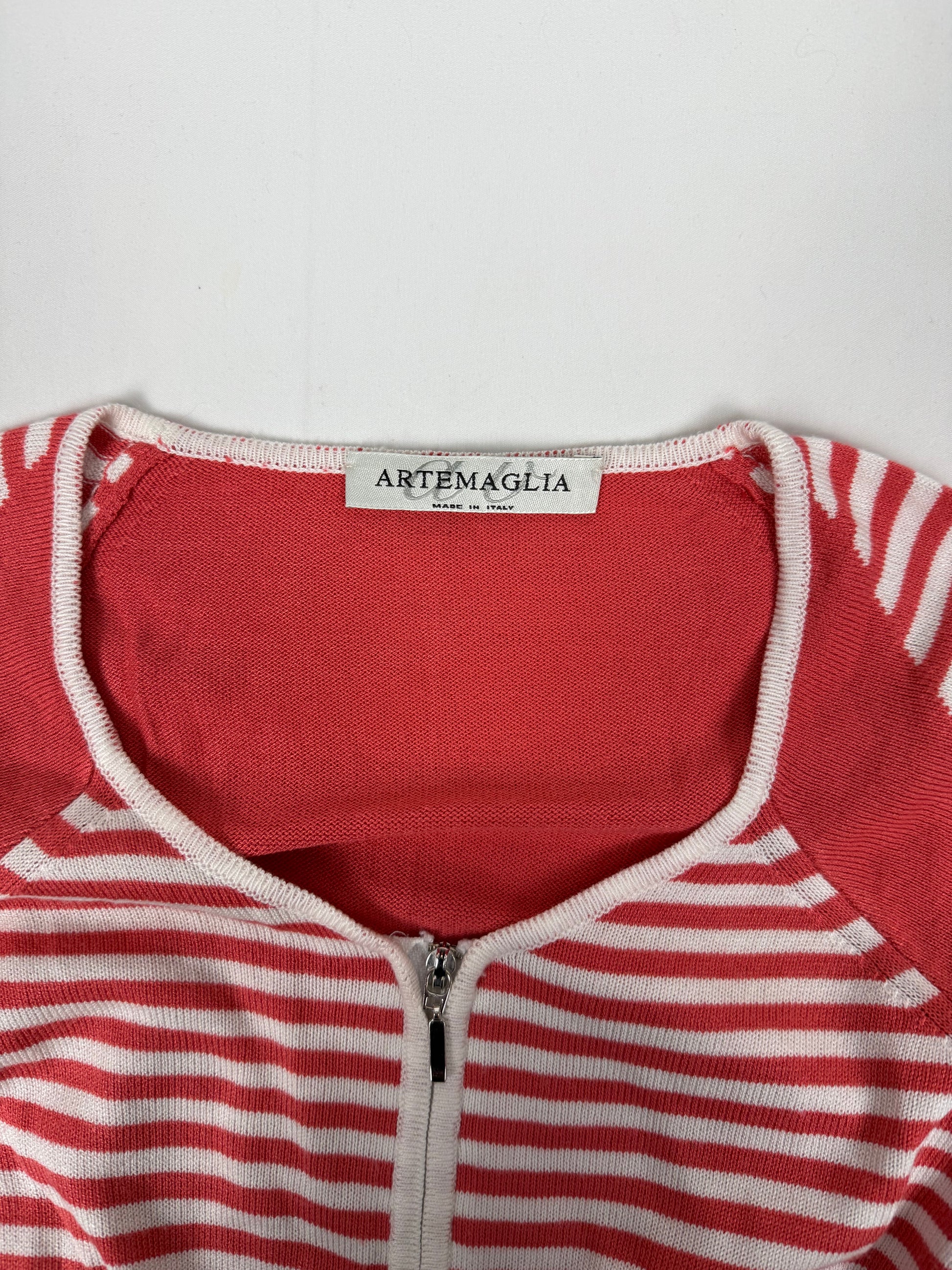Orange striped zip up jumper (S/M)