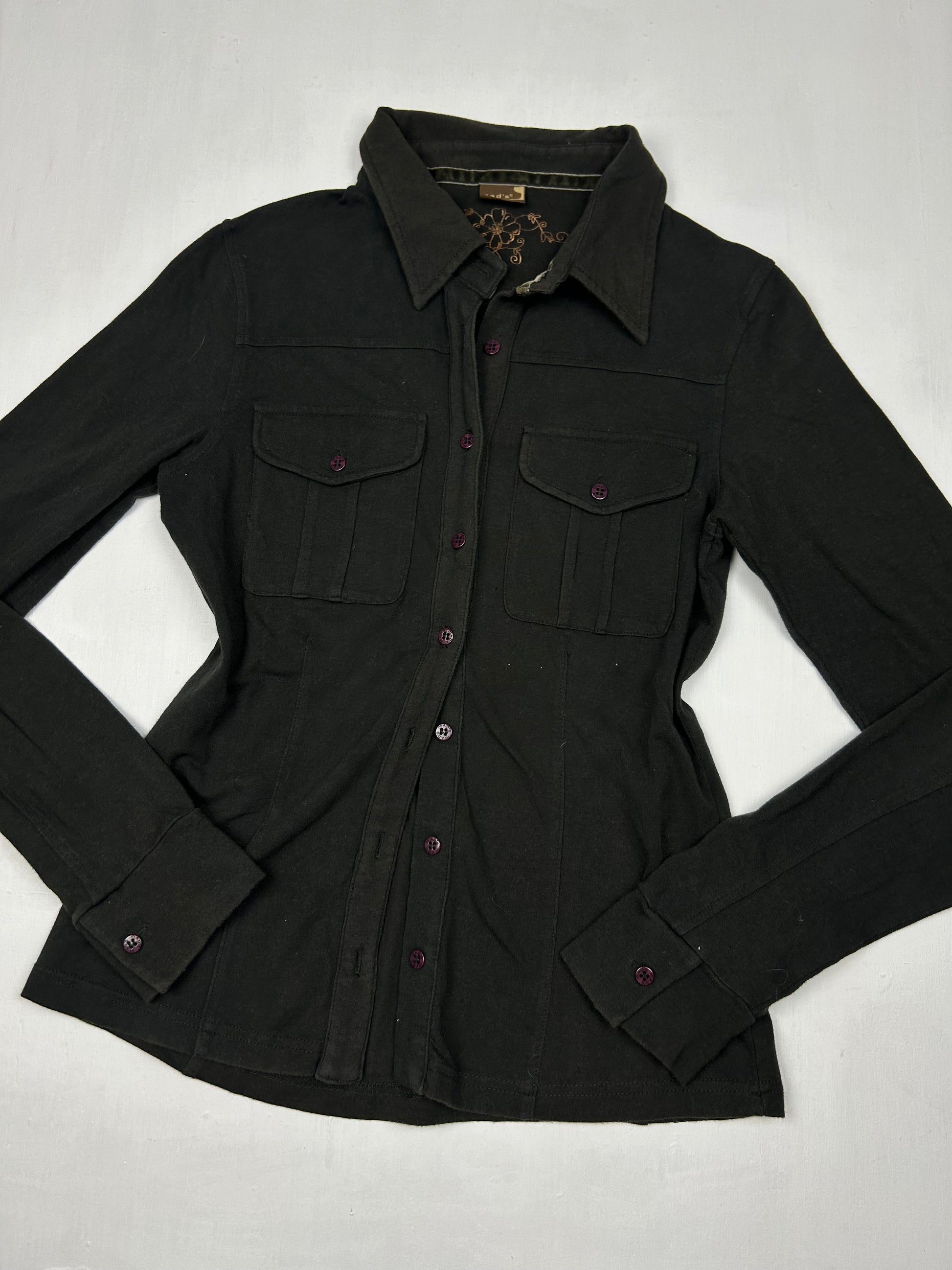 Black long sleeves top polo shirt (S/M)