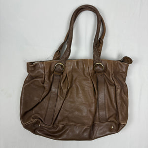 Brown real leather besace shoulder bag