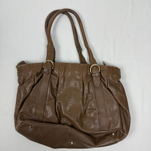 Brown real leather besace shoulder bag