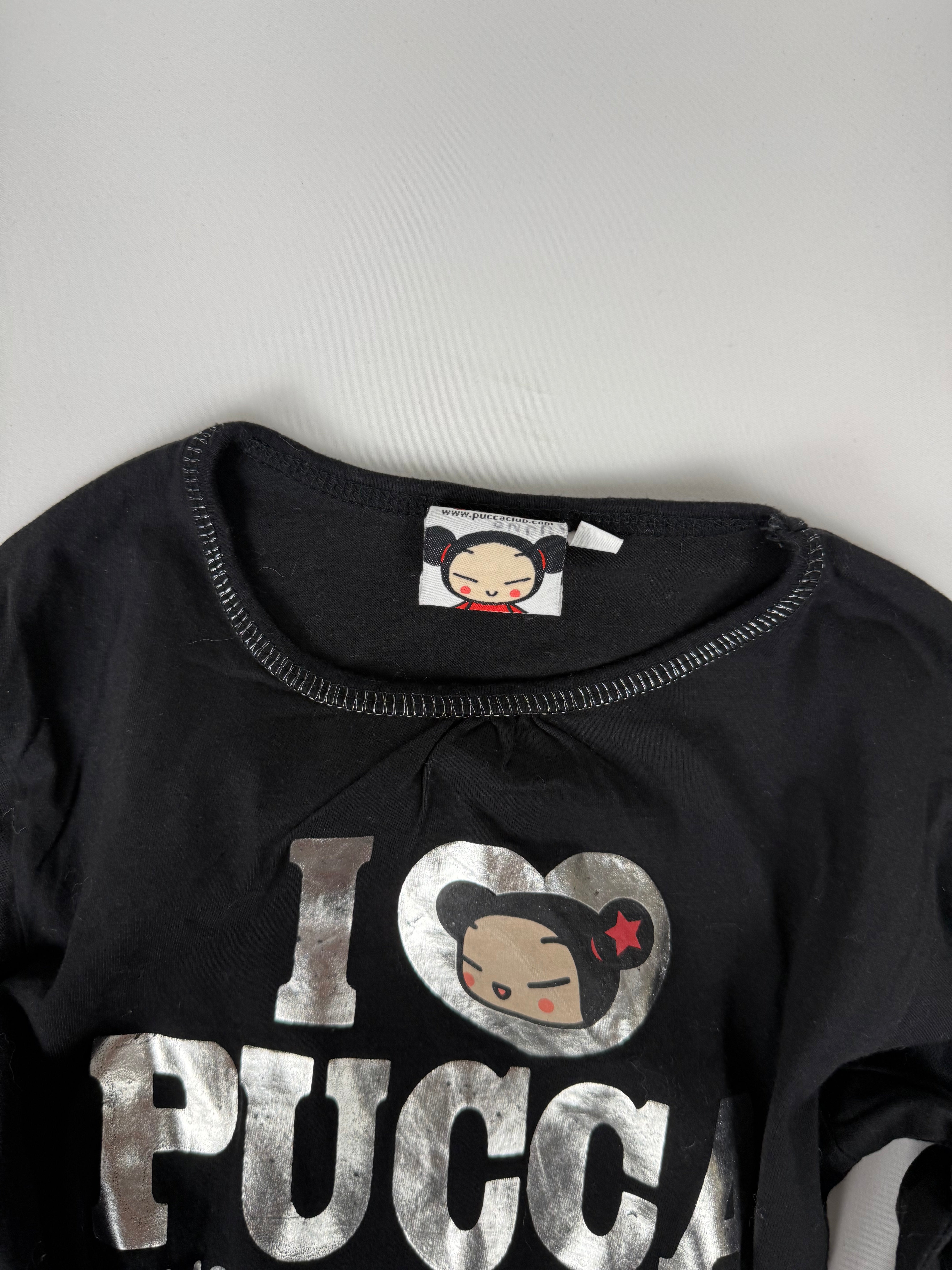Black graphic long sleeves top (XXS)
