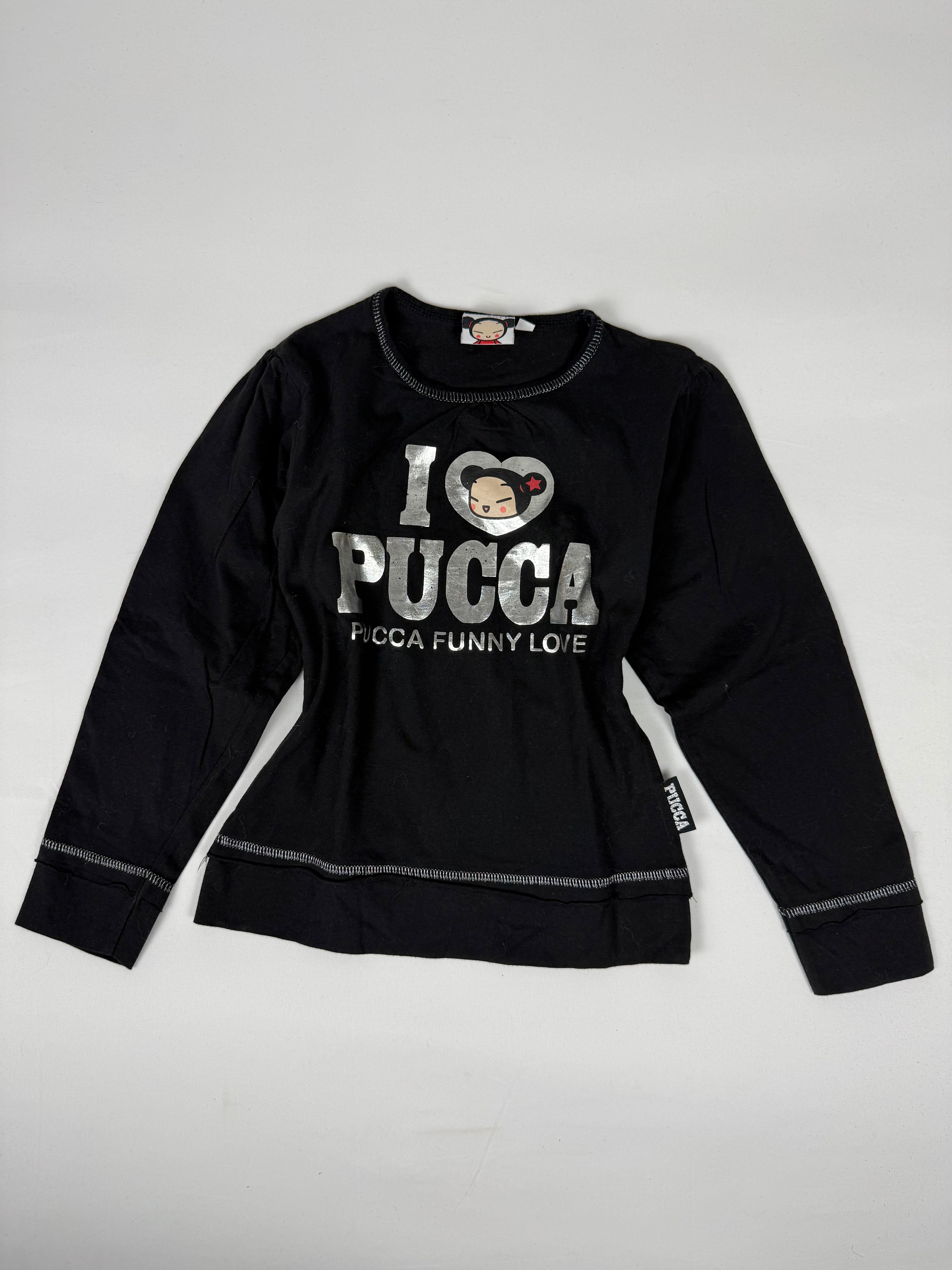 Black graphic long sleeves top (XXS)