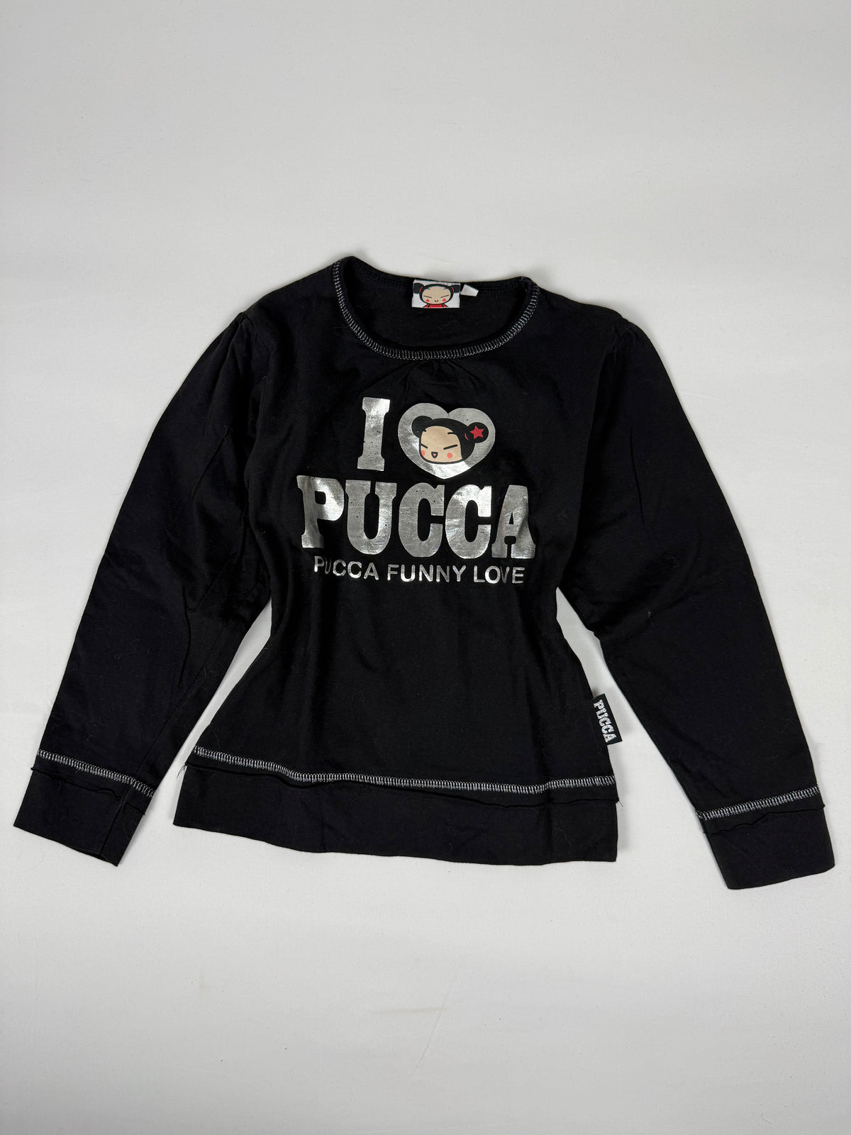 Black graphic long sleeves top (XXS)