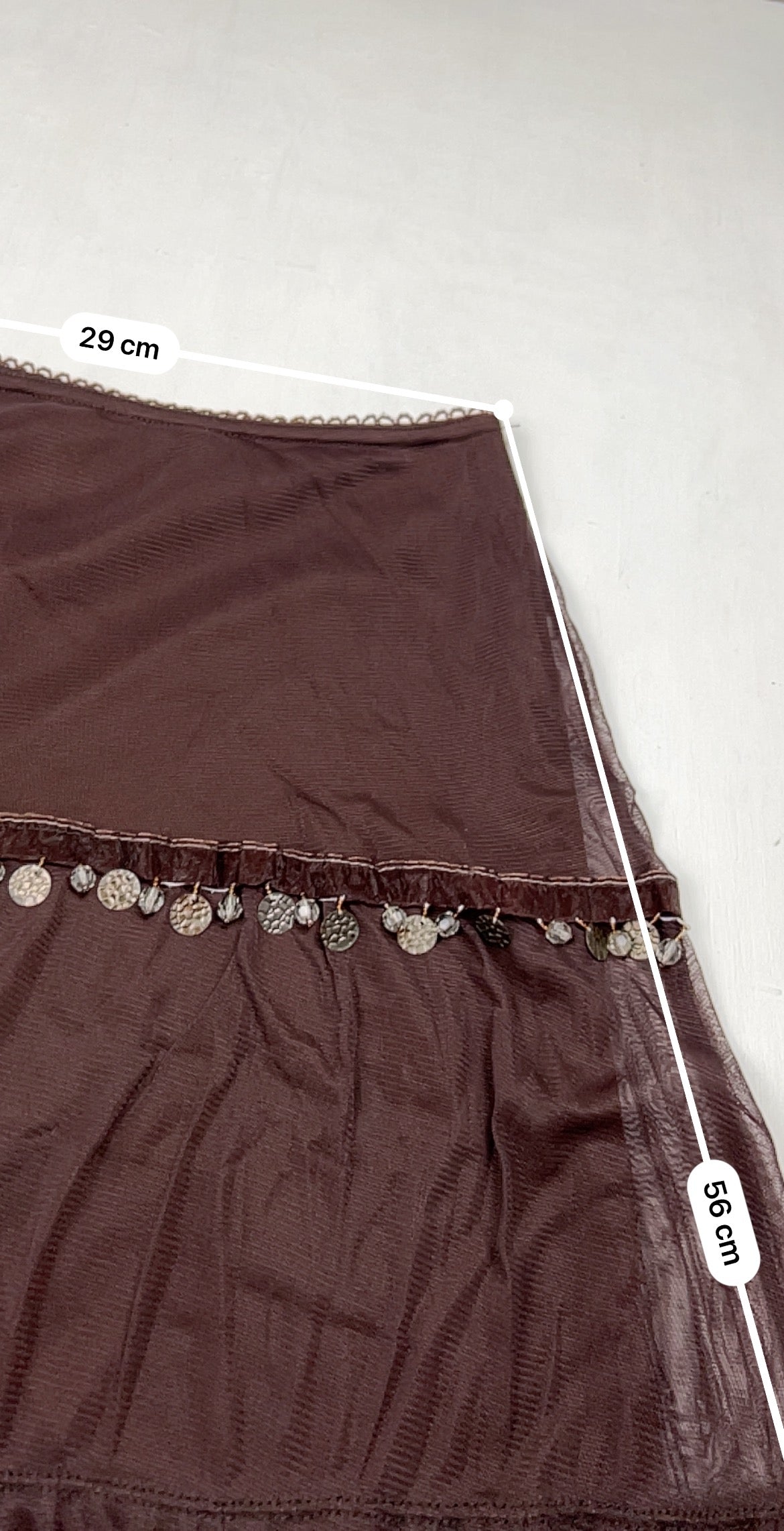 Brown sequins low rise pleated midi skirt (S/M)