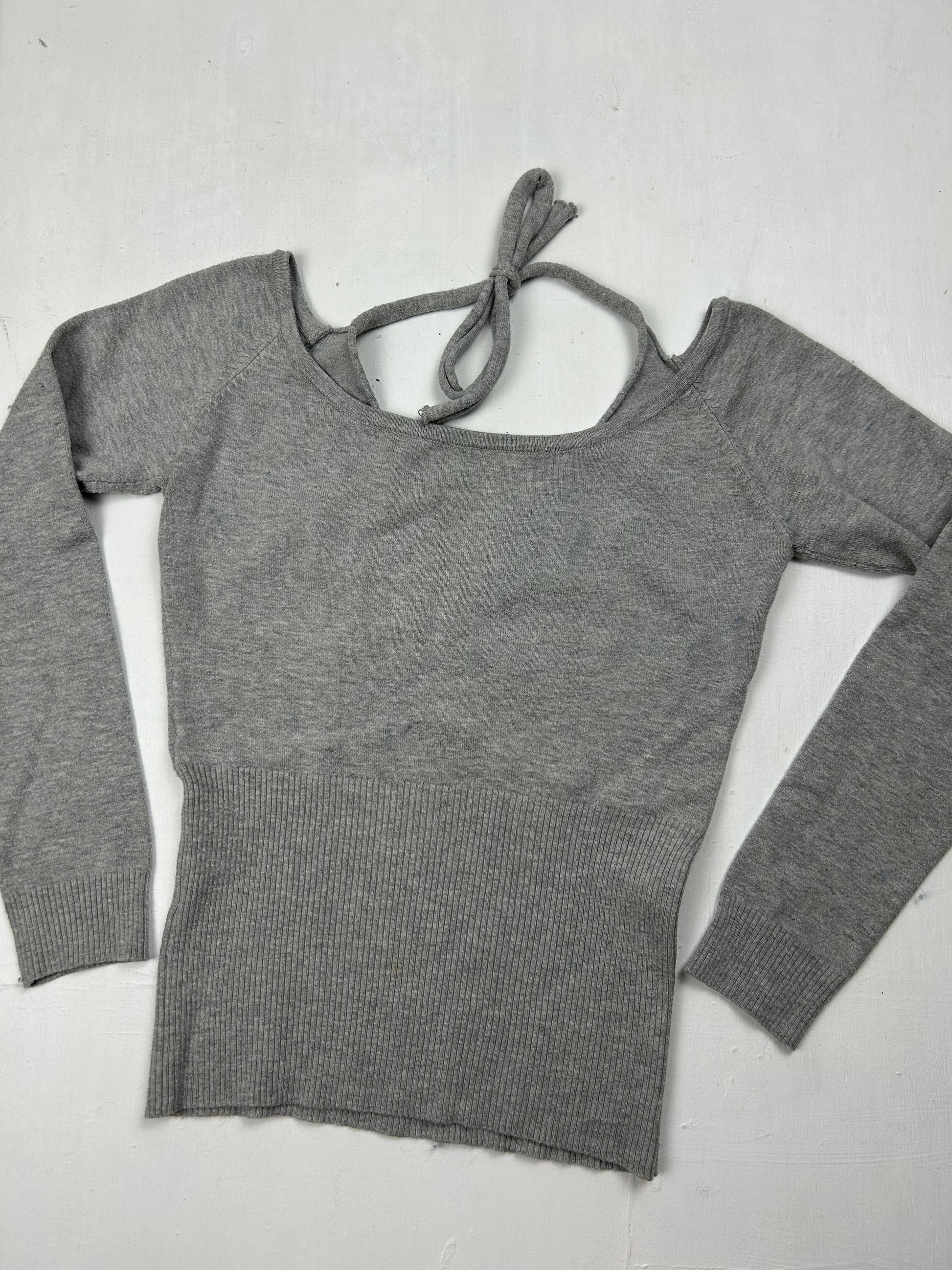 Grey halter neck stretchy  jumper (S/M)