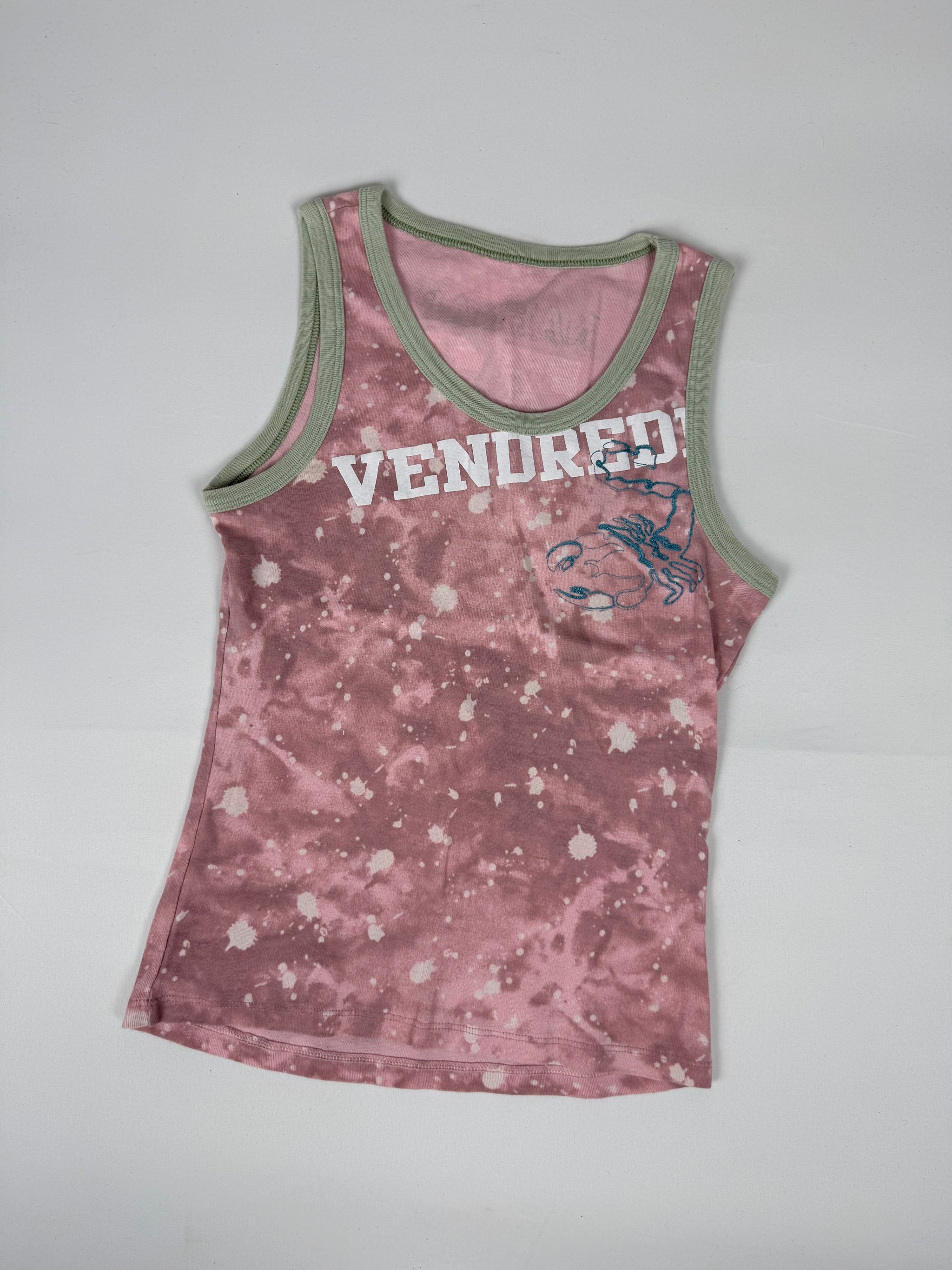 Pink graphic cotton tank top (S)