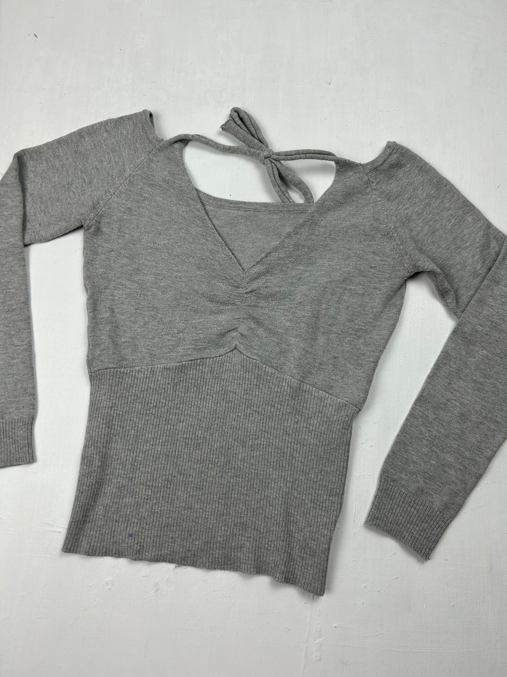 Grey halter neck stretchy  jumper (S/M)