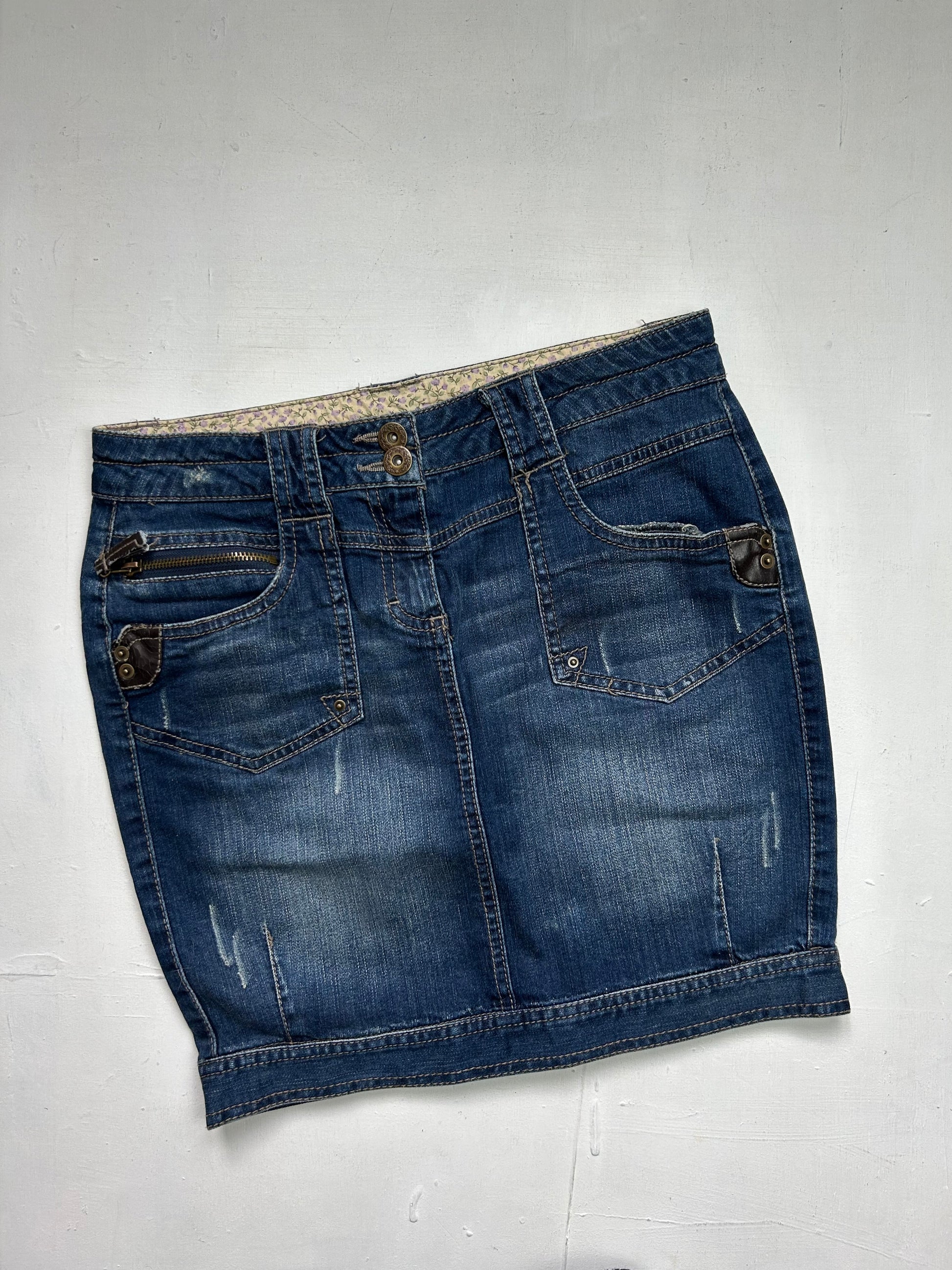 Navy denim low rise y2k 90s vintage mid skirt (S)