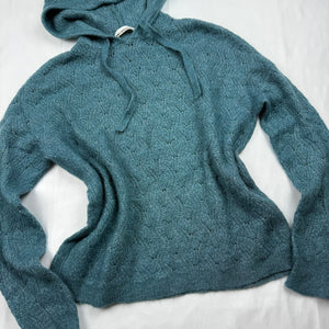 Green crochet super soft hooded jumper (M/L)