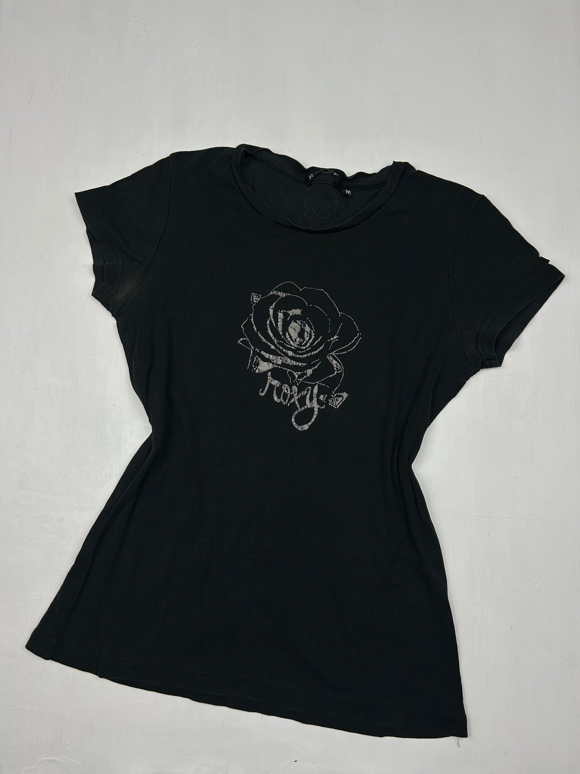 Black rose flower logo tee (S/M)