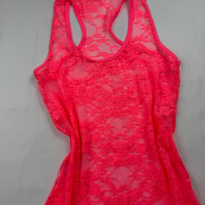 Orange lace see trough tank top (S/M)